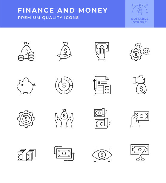 金融与货币线性图标图片下载
