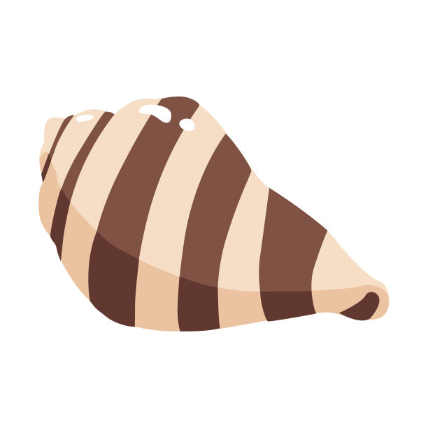 条纹贝壳落在沙滩上的插图。图片下载