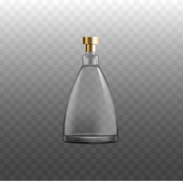 干邑，威士忌或白兰地酒瓶现实矢量模型插图孤立。图片下载