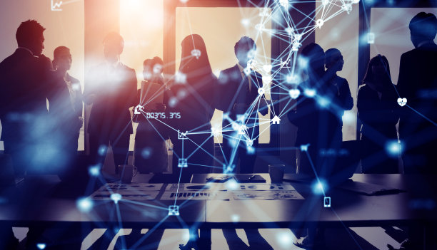 商业网络的概念。办公室的一组工程师。图片下载