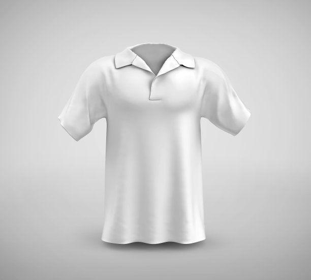 空白Polo t恤模型，空白服装3d渲染孤立在浅灰色背景图片下载