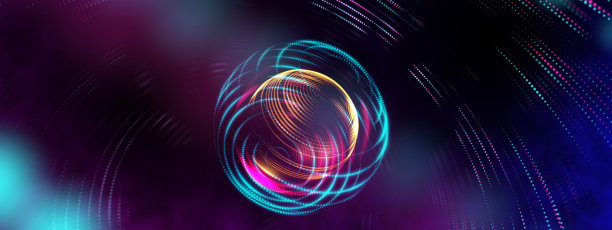 智能世界技术网络数字世界技术物联网世界概念。3D霓虹灯地球星轨道闪亮的灯光背景图片下载