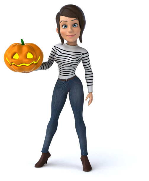 有趣的3D卡通休闲角色女人图片下载