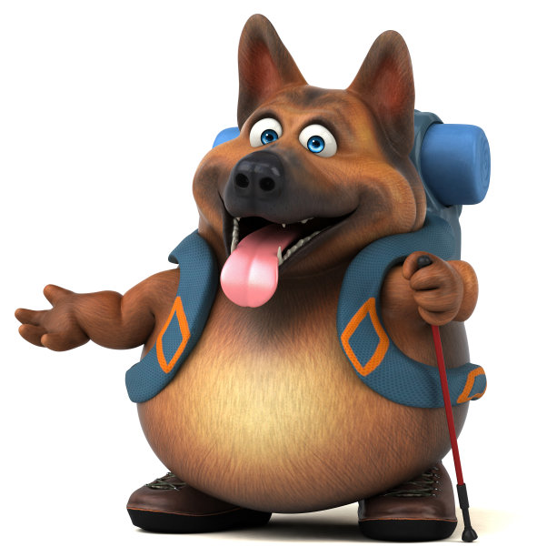 有趣的背包客德国牧羊犬卡通人物图片下载