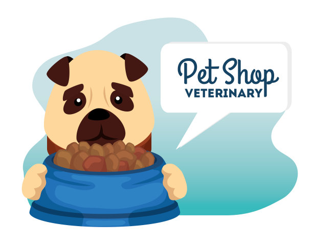 宠物店的兽医带着小狗和食物盘图片下载