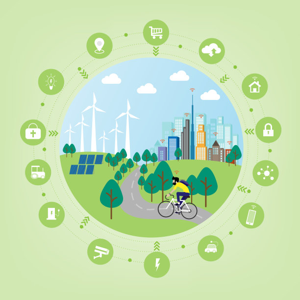 智慧城市和绿色城市概念矢量设计图片下载