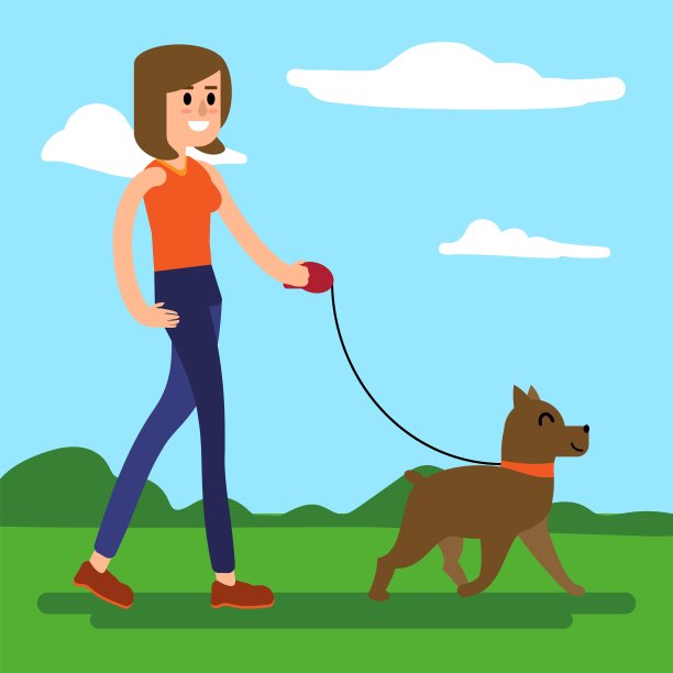 散步与狗矢量插图的新鲜空气散步图片下载