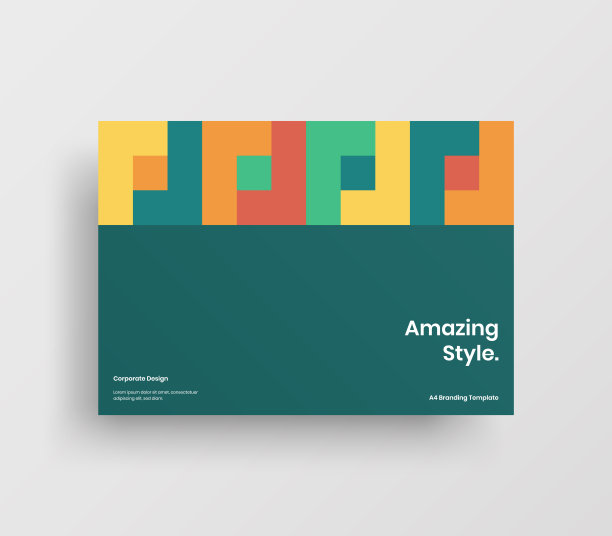 创意业务表示向量A4水平方向首页模拟。现代企业报表封面抽象几何插图设计布局。公司身份手册模板。图片下载