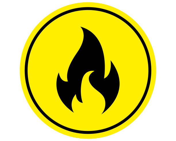 警告火灾危险标志，黄色和黑色隔离背景图片下载