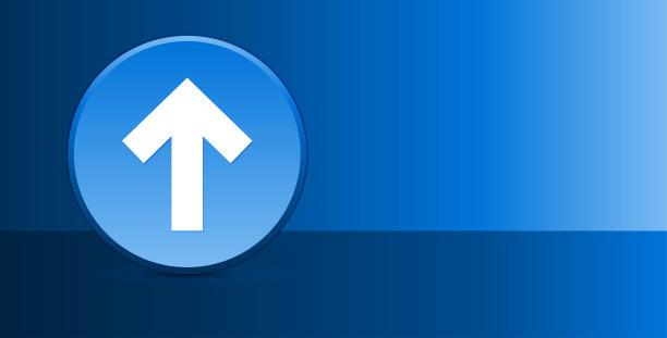 向上箭头图标玻璃现代蓝色按钮抽象背景图片下载