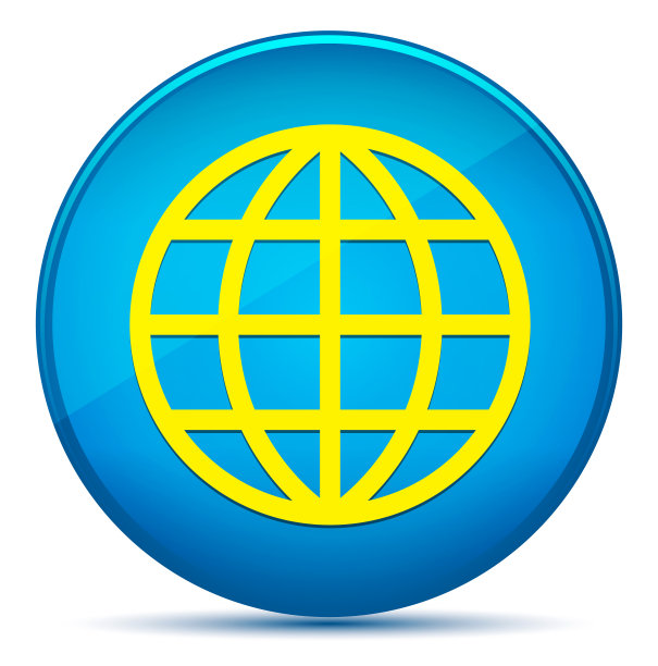 世界图标现代平青蓝圆形按钮图片下载