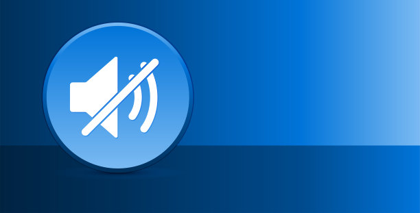 静音扬声器图标玻璃现代蓝色按钮抽象背景图片下载