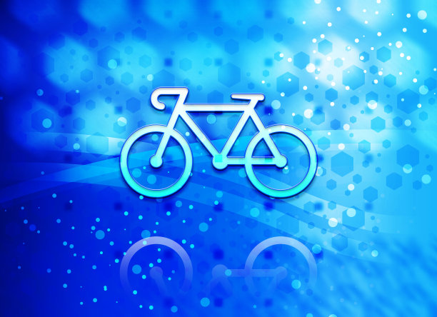 自行车图标抽象浅青蓝六边形图案背景图片下载