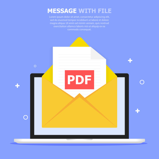 该文件是PDF格式的，并在电脑屏幕上显示一条信息。蓝色背景。白色的文本。图片下载