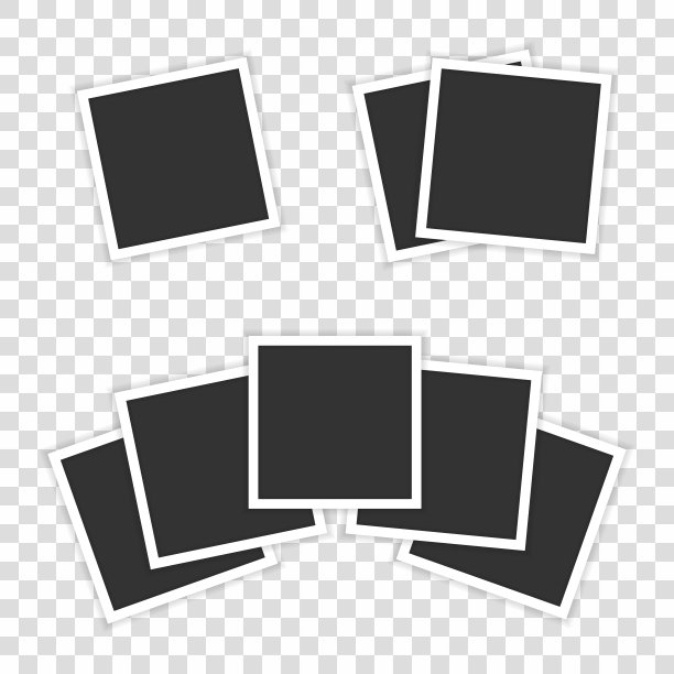 在透明的背景中描绘了五张逼真的照片。图片下载