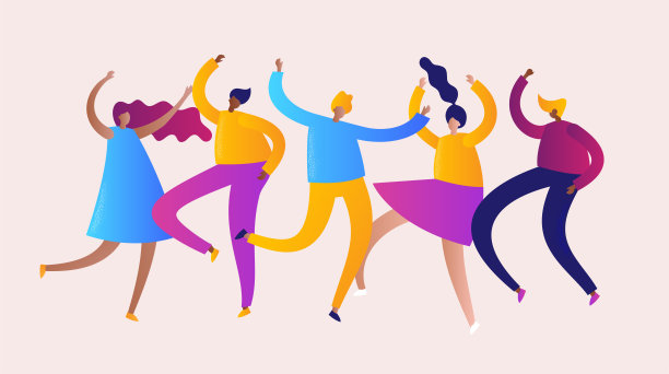 快乐的人跳舞派对插图。图片下载