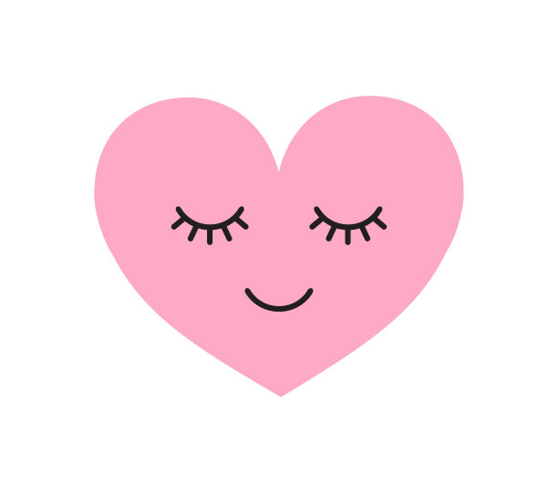 矢量平面卡通卡哇伊粉红色的心与脸图片下载