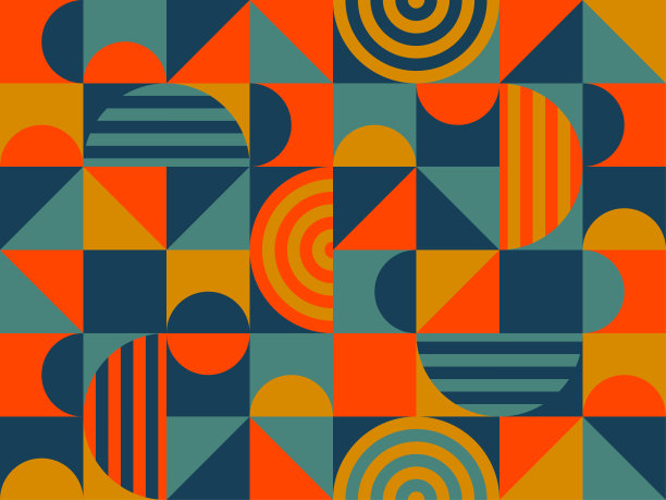 抽象的彩色几何图形图案。芥末黄色，郁郁葱葱的熔岩和海军蓝纹理时尚的设计海报和封面秋季模板背景。矢量图图片下载