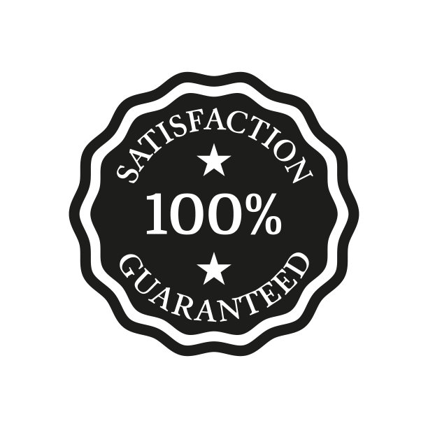 满意保证徽章上的白色背景。图片下载