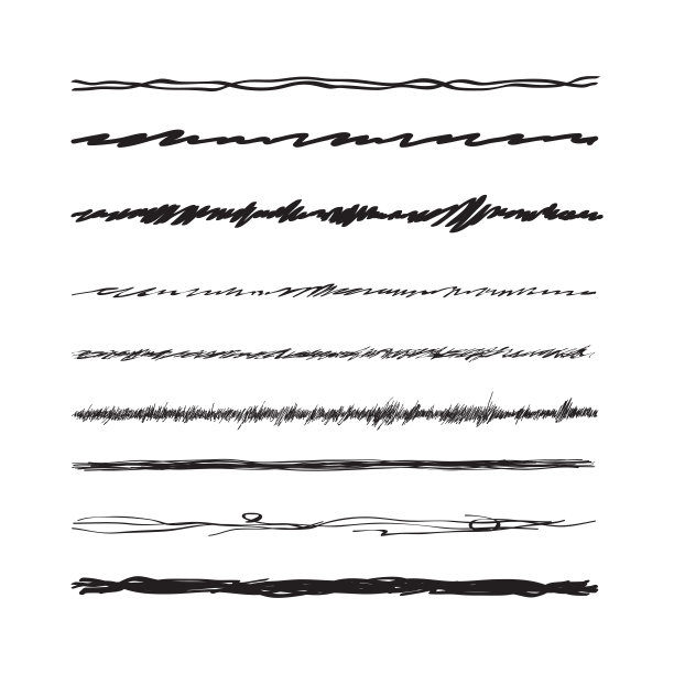 墨水手绘向量线边界设置和涂鸦设计元素。矢量插图。素材图片