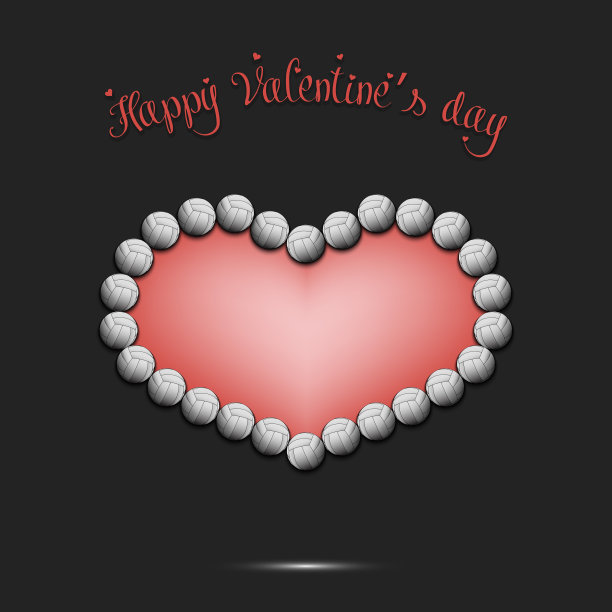 情人节快乐。由排球制成的心图片下载