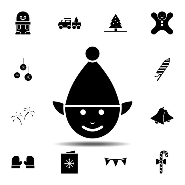 精灵图标。简单的图形矢量元素的圣诞节，新年和假日图标设置的用户界面和用户体验，网站或移动应用程序图片下载
