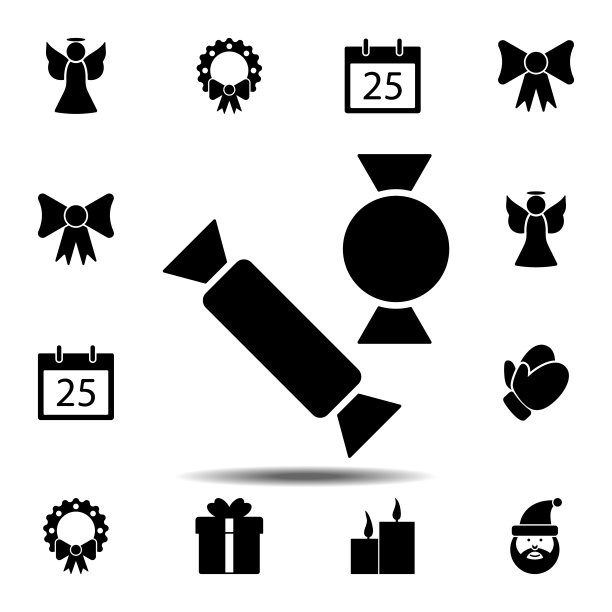 糖果图标。简单的图形矢量元素的圣诞节，新年和假日图标设置的用户界面和用户体验，网站或移动应用程序图片下载