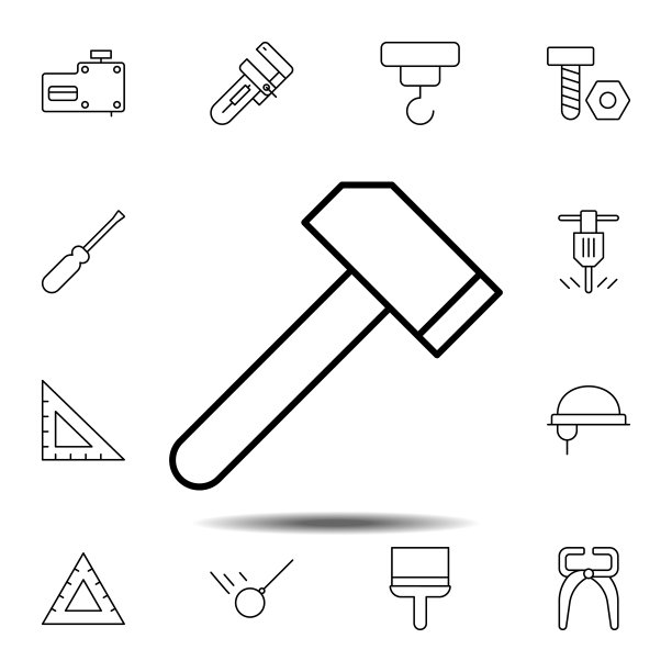 锤子图标：建筑工具UI/UX元素图片下载