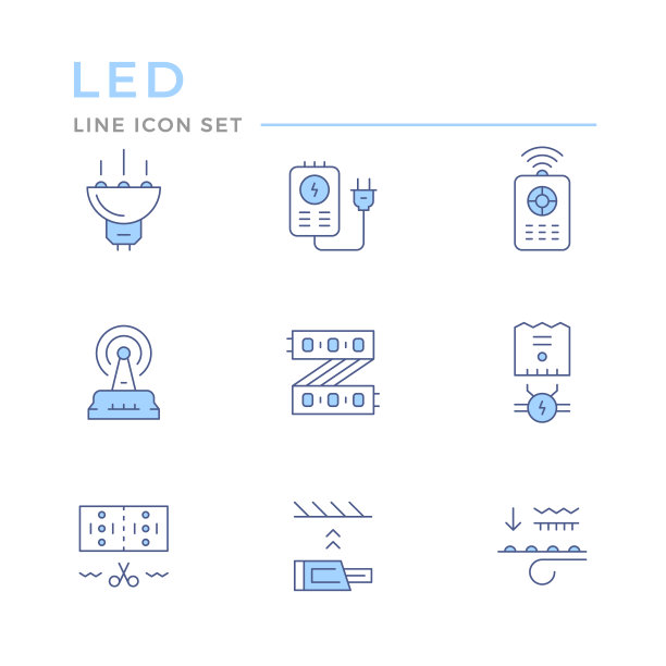 设置LED设备的颜色线图标图片下载