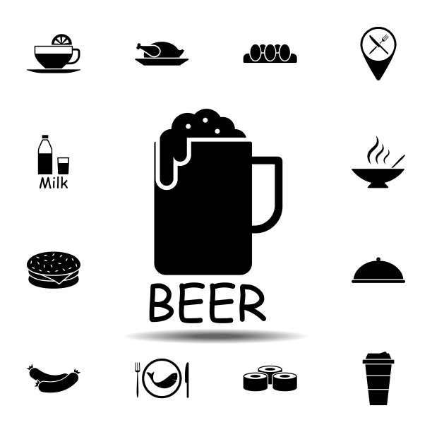 啤酒杯图标。用于UI和UX、网站或移动应用程序的食品图标集的简单字形矢量元素图片下载