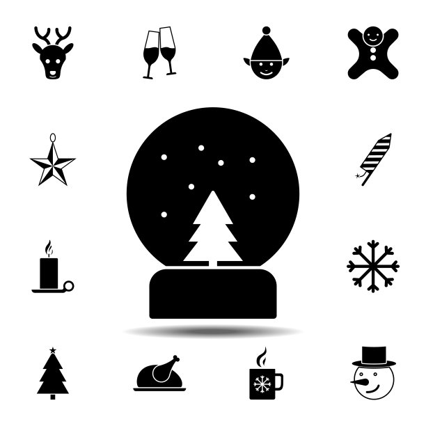 雪球图标：圣诞节、新年和节日UI/UX矢量元素，适用于网站或移动应用图片下载