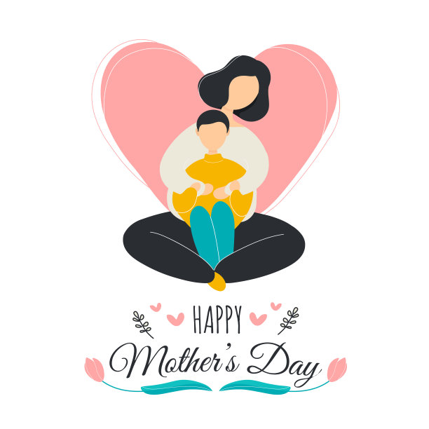 慈爱的母亲从后面拥抱儿子图片下载