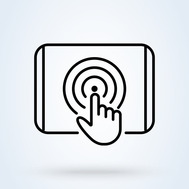 触摸屏，触摸手势图标。数字交互的象征。点击手指，指针在屏幕上。触摸图标。图片下载