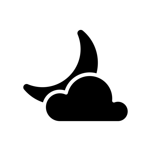 天气晚上阴天月亮图标简单图片下载