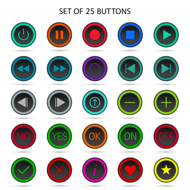 一套圆形按钮的白色背景为您的设计图片下载