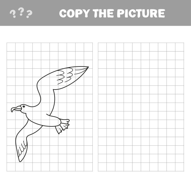 教育游戏着色书海鸥鸟矢量插图图片下载