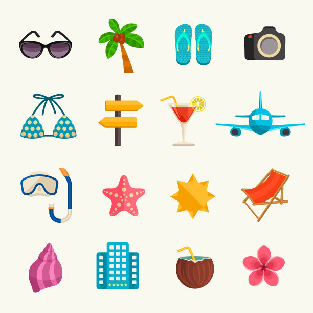 暑假矢量图标图片下载