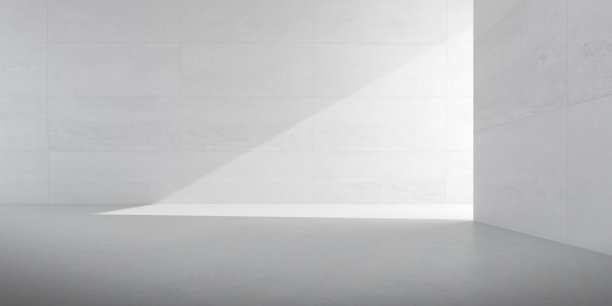 抽象的建筑空间与节奏的混凝土块与阳光投阴影在墙上。3 d渲染。图片下载