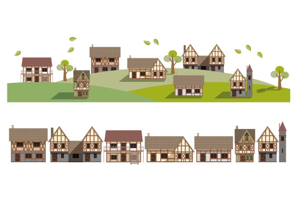 中世纪的城市插图图片下载