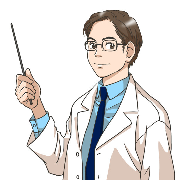 一个穿白大褂的年轻人在解释什么图片下载