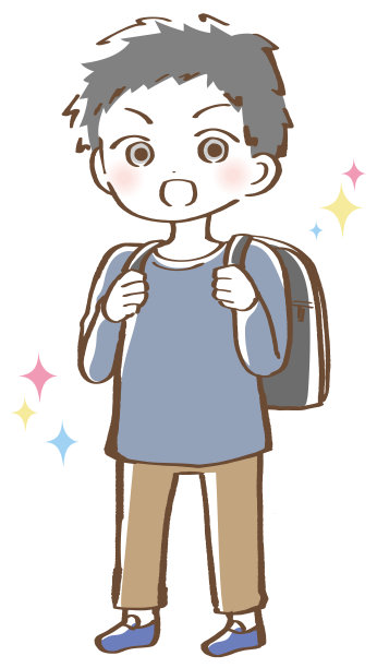 一个男孩背着书包的插图图片下载