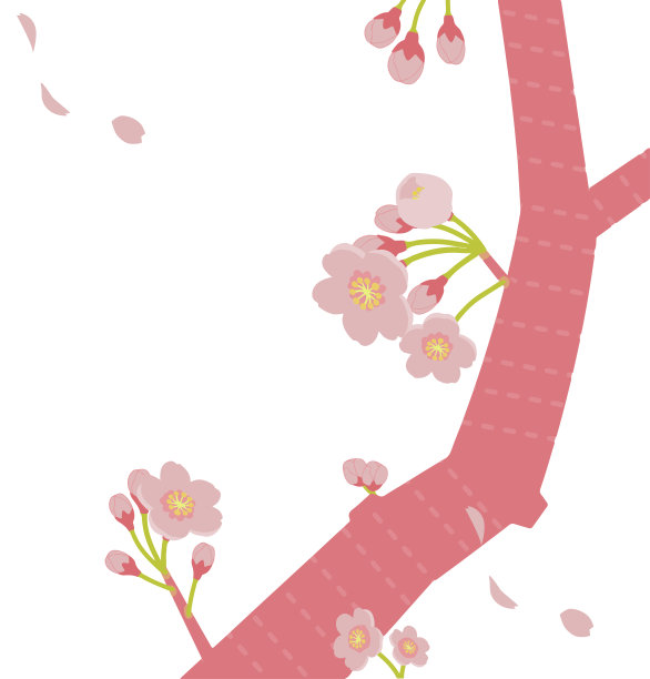 粉色樱花矢量插图图片下载