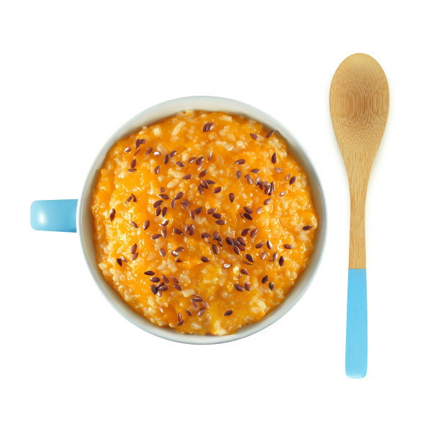 南瓜粥与亚麻籽俯视图图片下载