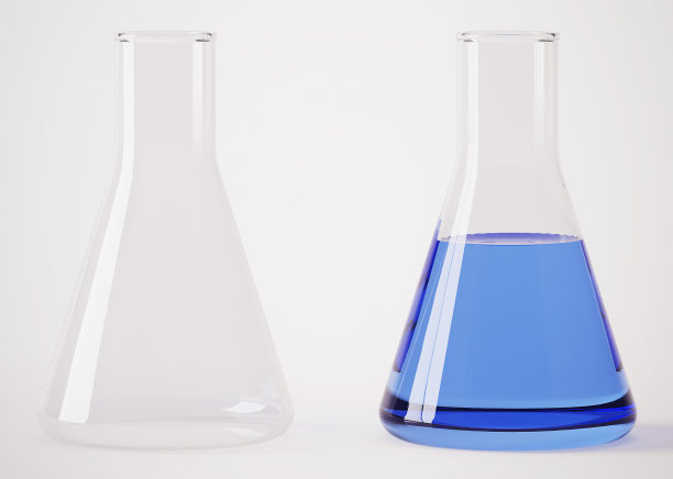 一套透明的实验室玻璃烧瓶。3 d渲染。图片下载