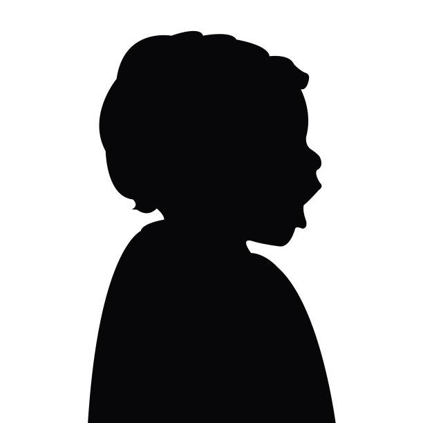 一个女婴头部剪影向量图片下载