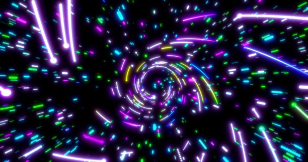 发光的霓虹线隧道。蓝、红、粉、紫等色彩缤纷的灯光。无缝3D渲染背景为网络、大数据、数据中心、服务器、互联网、速度。3 d渲染。三维演示图片下载