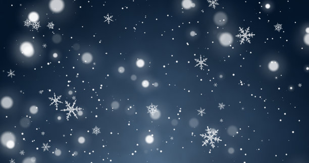 雪花和散景灯在蓝色的圣诞快乐的背景。3D渲染3D插图图片下载