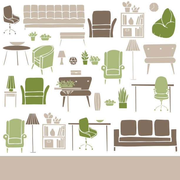 家居家具、灯具和植物。图片下载