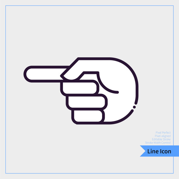 手指的方向图标。专业，像素对齐，像素完美，可编辑的描边，易于扩展。图片下载