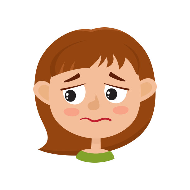 小女孩心烦意乱的脸上表情孤立在白色的背景上。素材图片